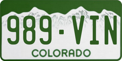 CO license plate 989VIN