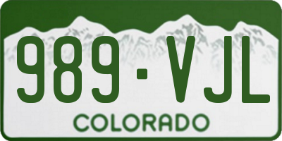 CO license plate 989VJL
