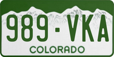 CO license plate 989VKA