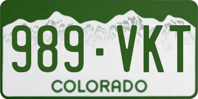 CO license plate 989VKT
