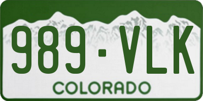 CO license plate 989VLK