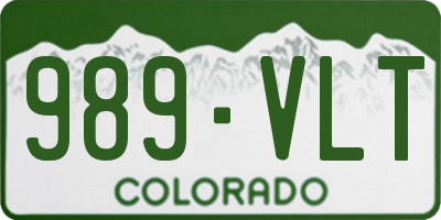CO license plate 989VLT