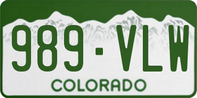 CO license plate 989VLW