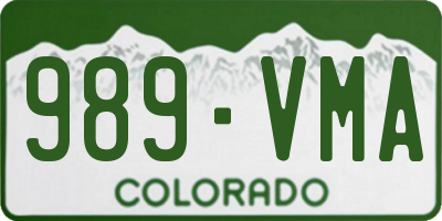 CO license plate 989VMA