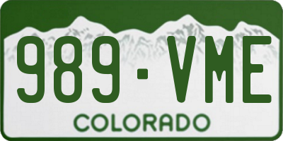 CO license plate 989VME