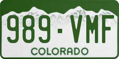 CO license plate 989VMF