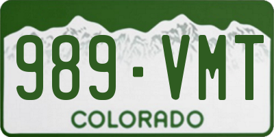 CO license plate 989VMT