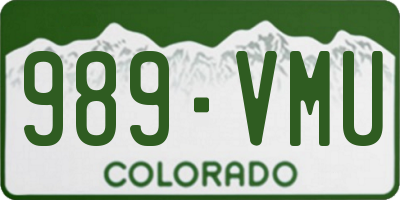 CO license plate 989VMU