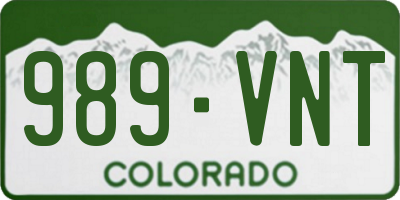CO license plate 989VNT