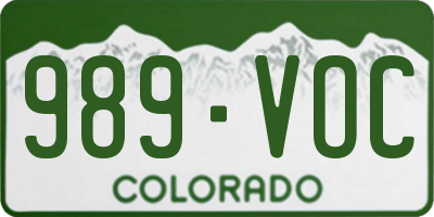 CO license plate 989VOC