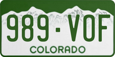 CO license plate 989VOF