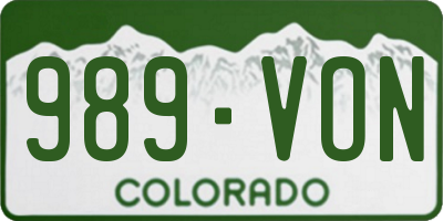 CO license plate 989VON
