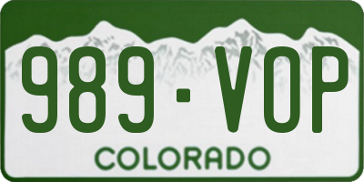 CO license plate 989VOP