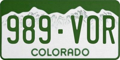CO license plate 989VOR