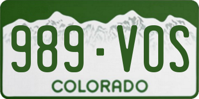 CO license plate 989VOS