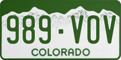 CO license plate 989VOV
