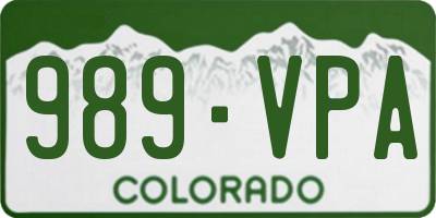 CO license plate 989VPA