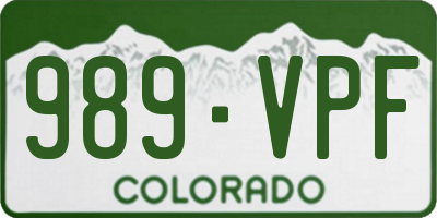 CO license plate 989VPF