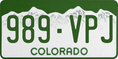 CO license plate 989VPJ