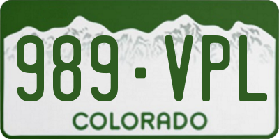 CO license plate 989VPL