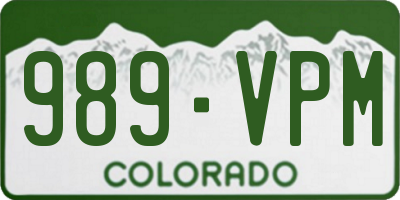 CO license plate 989VPM