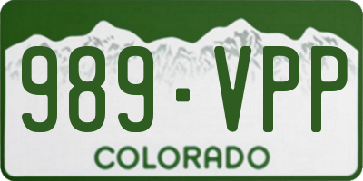 CO license plate 989VPP