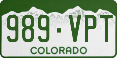 CO license plate 989VPT
