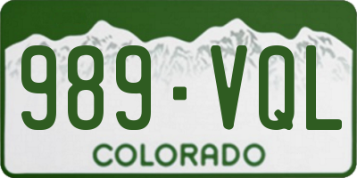 CO license plate 989VQL