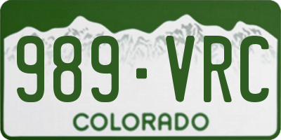 CO license plate 989VRC