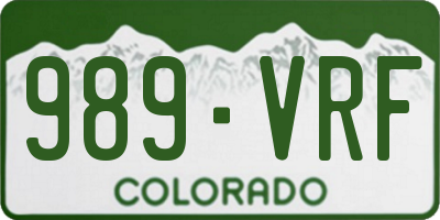 CO license plate 989VRF