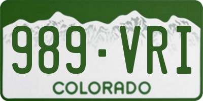 CO license plate 989VRI