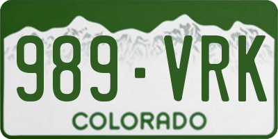 CO license plate 989VRK