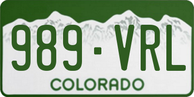 CO license plate 989VRL