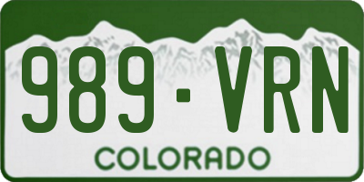 CO license plate 989VRN