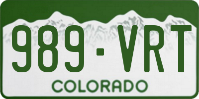 CO license plate 989VRT