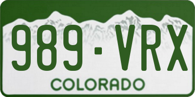 CO license plate 989VRX