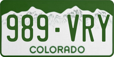 CO license plate 989VRY