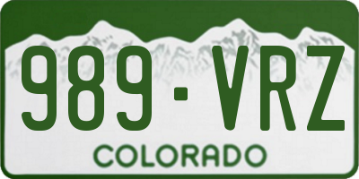CO license plate 989VRZ