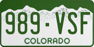 CO license plate 989VSF