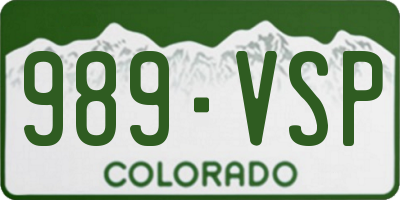 CO license plate 989VSP
