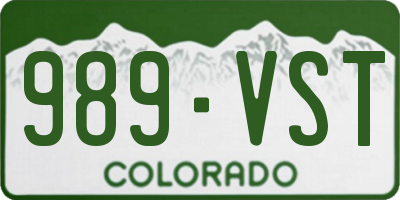 CO license plate 989VST