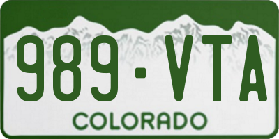 CO license plate 989VTA