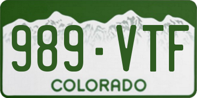 CO license plate 989VTF