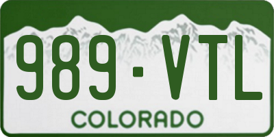 CO license plate 989VTL