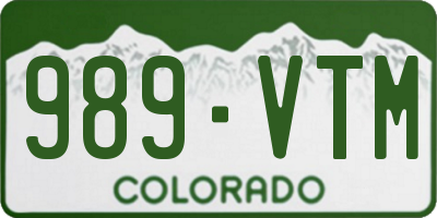 CO license plate 989VTM