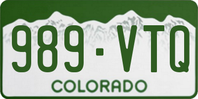 CO license plate 989VTQ