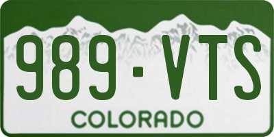 CO license plate 989VTS