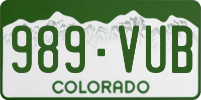 CO license plate 989VUB
