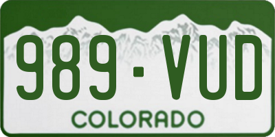CO license plate 989VUD