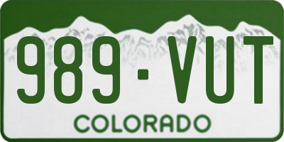 CO license plate 989VUT